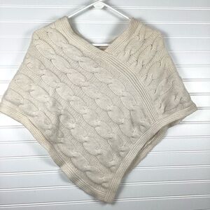 Express Design Studio Cream 100% Cashmere Cable Knit Poncho Wrap Size O/ S